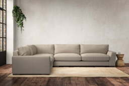 nkuku Guddu Left Hand Corner Sofa - Make To Order - Grand - Recycled Cotton Stone
