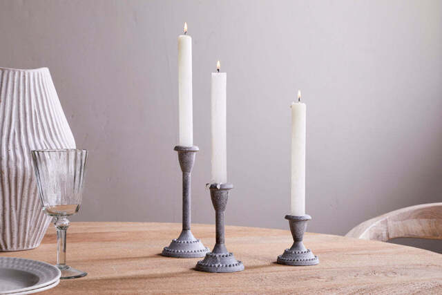 nkuku Moremi Candle Holders Set Of 3 - Candles Holders & Lanterns - Aged Zinc