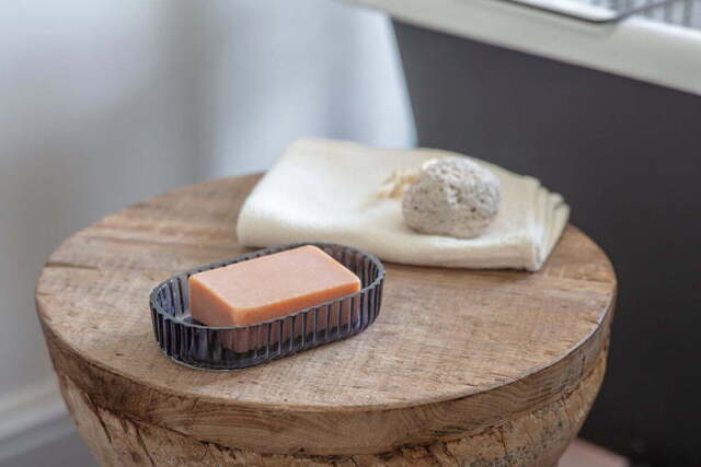nkuku Valeska Recycled Glass Soap Dish - Bathroom - One Size - Grey Smoke