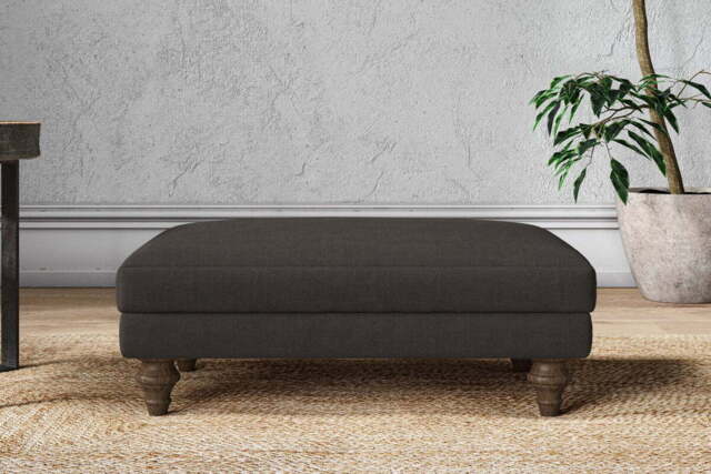 nkuku Marri Dining Footstool - Make To Order - Medium - Brera Linen Espresso