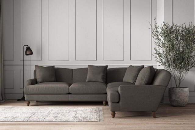 nkuku Deni Right Hand Corner Sofa - Make To Order - Super Grand - Brera Linen Granite