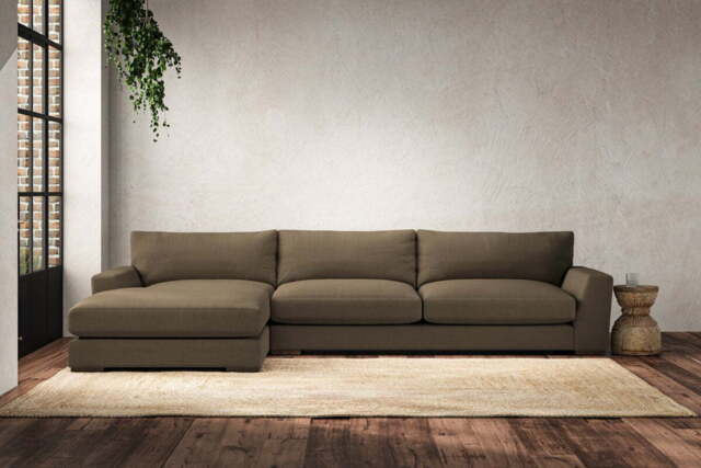 nkuku Guddu Left Hand Chaise Sofa - Make To Order - Grand - Brera Linen Chestnut