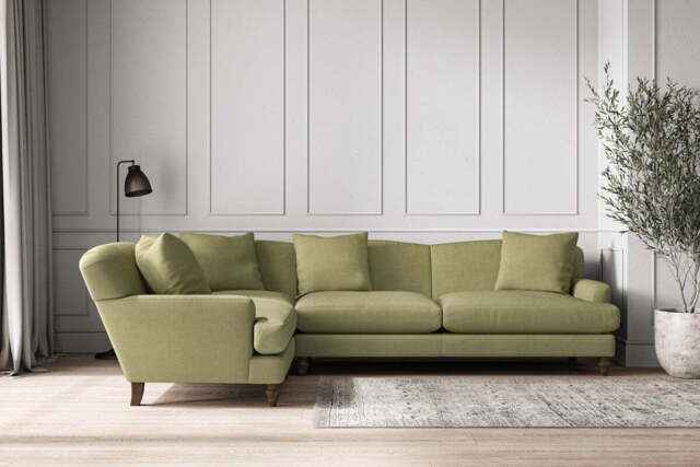 nkuku Deni Left Hand Corner Sofa - Make To Order - Grand - Brera Linen Sage