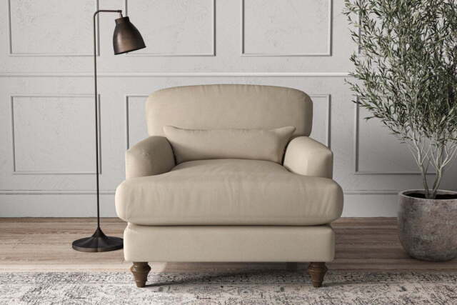 nkuku Deni Armchair - Make To Order - Recycled Cotton Stone - No Colour