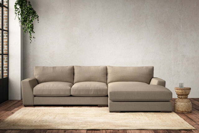 nkuku Guddu Right Hand Chaise Sofa - Make To Order - Medium - Brera Linen Pebble