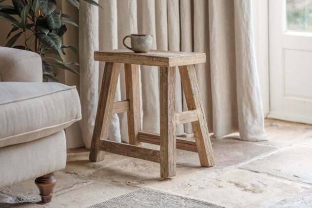 nkuku Ibo Reclaimed Wood Low Dining Stool - Tables - One Size - Natural