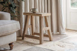 nkuku Ibo Reclaimed Wood Low Dining Stool - Tables - One Size - Natural