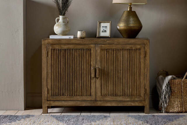 nkuku Yasha Reeded Mango Wood Sideboard - Storage Furniture - One Size - Natural