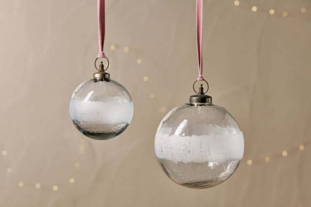 nkuku Anara Etched Giant Bauble - Christmas Decorations - Large - Clear