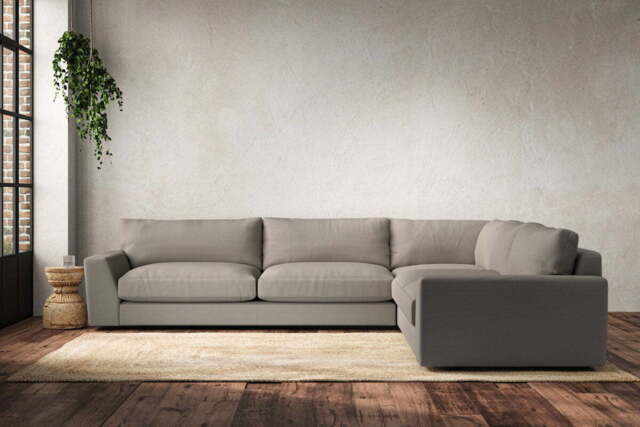 nkuku Guddu Right Hand Corner Sofa - Make To Order - Grand - Recycled Cotton Flax