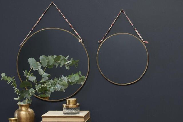 nkuku Kiko Round Mirror - Mirrors - Large - Antique Brass
