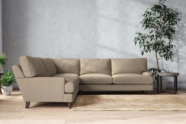 nkuku Marri Corner Sofa - Make To Order - Grand - Brera Linen Pebble