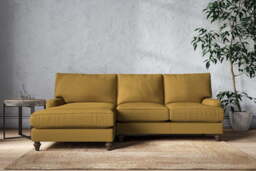 nkuku Marri Large Left Hand Chaise Sofa - Make To Order - Recycled Cotton Ochre - No Colour