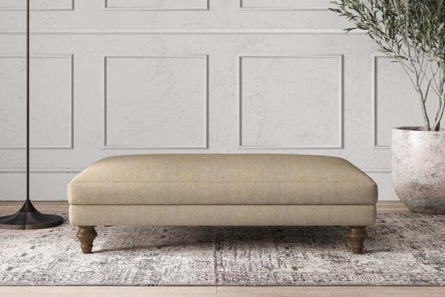 nkuku Deni Dining Footstool - Make To Order - Large - Brera Linen Pebble