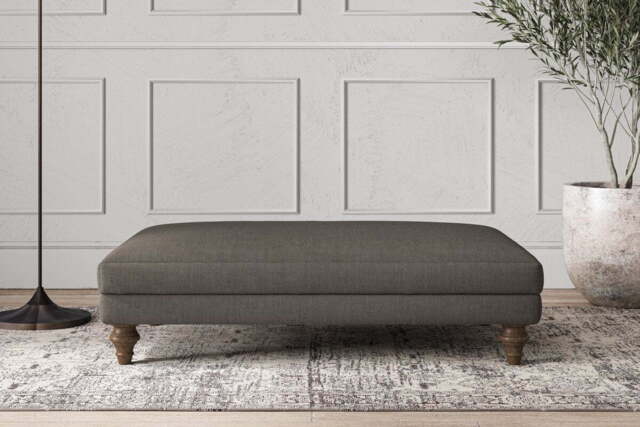 nkuku Deni Dining Footstool - Make To Order - Large - Brera Linen Granite