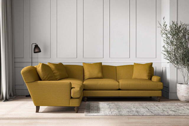 nkuku Deni Left Hand Corner Sofa - Make To Order - Super Grand - Recycled Cotton Ochre
