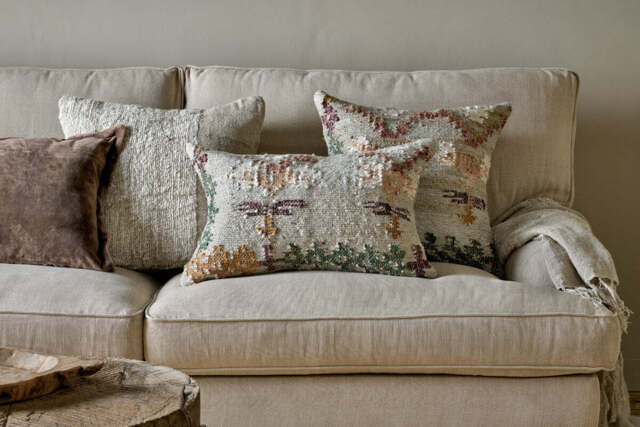 nkuku Dantri Jute & Cotton Cushion Cover - Textiles - Soft Grey - 60 x 40 cm
