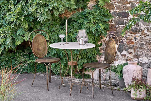 nkuku Parwaha Marble Bistro Table - Garden - One Size - Off White