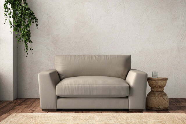 nkuku Guddu Love Seat - Make To Order - Recycled Cotton Stone - No Colour