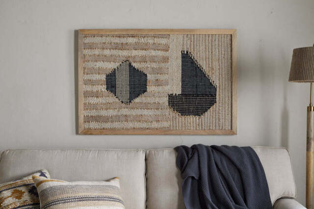nkuku Kiran Large Textured Wall Art - Decorative Accessories - One Size - Natural & Dark Blue