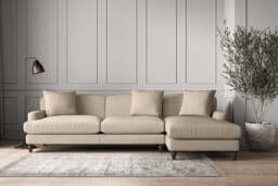 nkuku Deni Right Hand Chaise Sofa - Make To Order - Grand - Recycled Cotton Stone