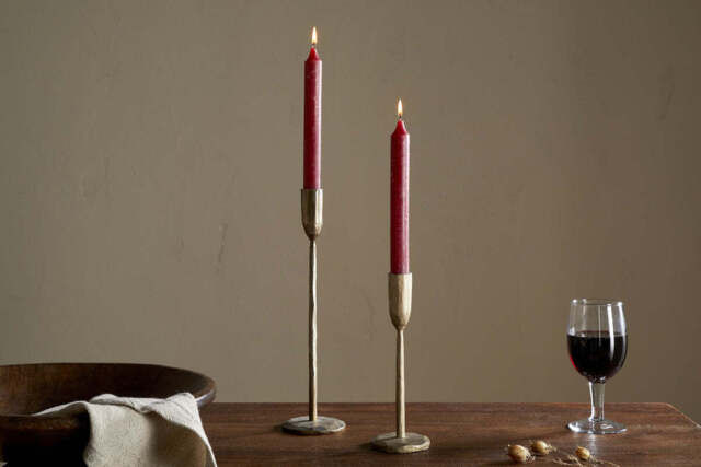 nkuku Rustic Soy Blend Dinner Candle Set Of 2 - Candles & Home Fragrance - Dark Cherry - 2 x 20.5 cm ()