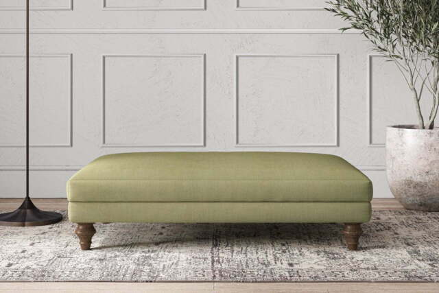 nkuku Deni Dining Footstool - Make To Order - Large - Brera Linen Sage