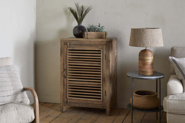 nkuku Ibo Reclaimed Wood Slatted Low Cabinet - Storage Furniture - One Size - Natural