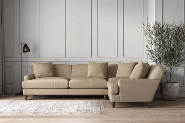 nkuku Deni Right Hand Corner Sofa - Make To Order - Grand - Brera Linen Pebble