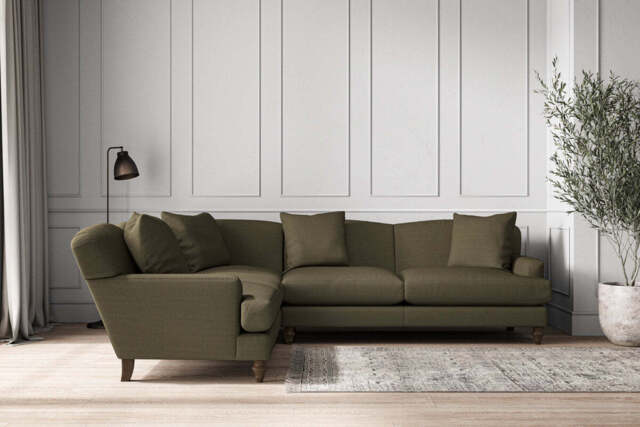 nkuku Deni Left Hand Corner Sofa - Make To Order - Super Grand - Recycled Cotton Fatigue