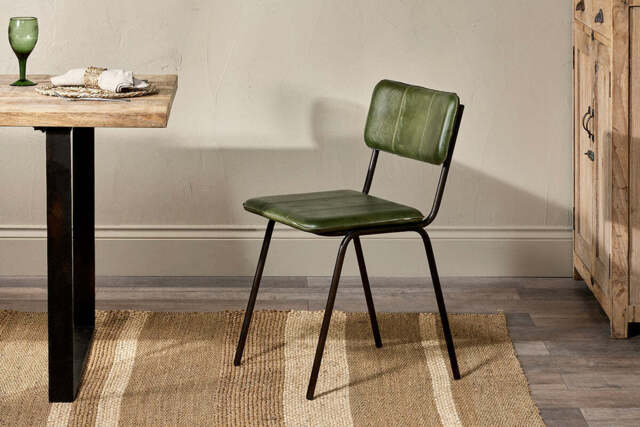 nkuku Ukari Leather Dining Chair - Seating - One Size - Rich Green