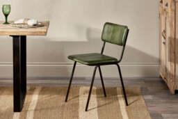 nkuku Ukari Leather Dining Chair - Seating - One Size - Rich Green