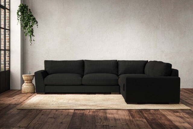 nkuku Guddu Large Right Hand Corner Sofa - Make To Order - Brera Linen Charcoal - No Colour