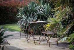 nkuku Ekete Iron Bistro Table - Garden - Brown - Distressed Black & Brown