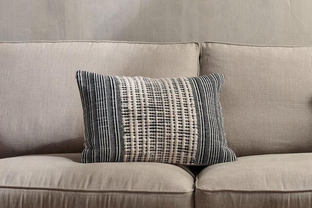 nkuku Mika Recycled Cushion Cover - Textiles - Black/Natural - 60 x 40 cm