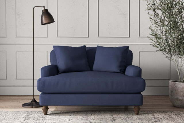 nkuku Deni Love Seat - Make To Order - Recycled Cotton Navy - No Colour