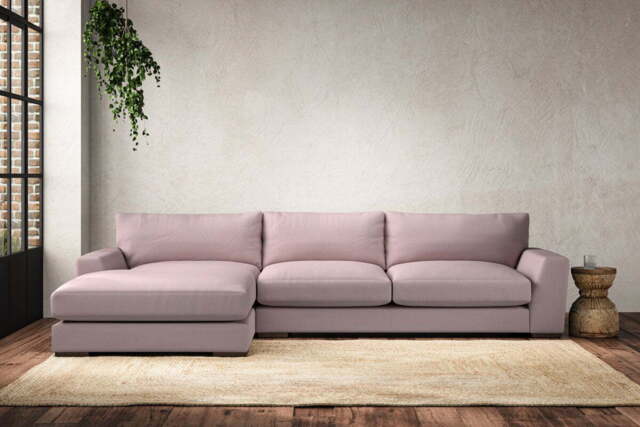 nkuku Guddu Left Hand Chaise Sofa - Make To Order - Large - Recycled Cotton Lavender