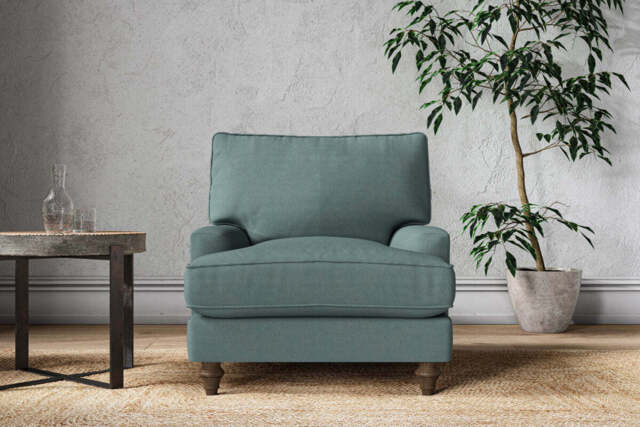 nkuku Marri Armchair - Make To Order - Recycled Cotton Teal - Recycled Cotton Airforce