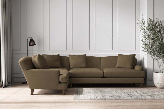 nkuku Deni Left Hand Corner Sofa - Make To Order - Grand - Brera Linen Chestnut