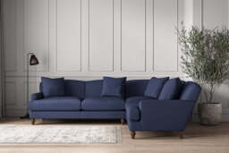 nkuku Deni Right Hand Corner Sofa - Make To Order - Super Grand - Recycled Cotton Navy