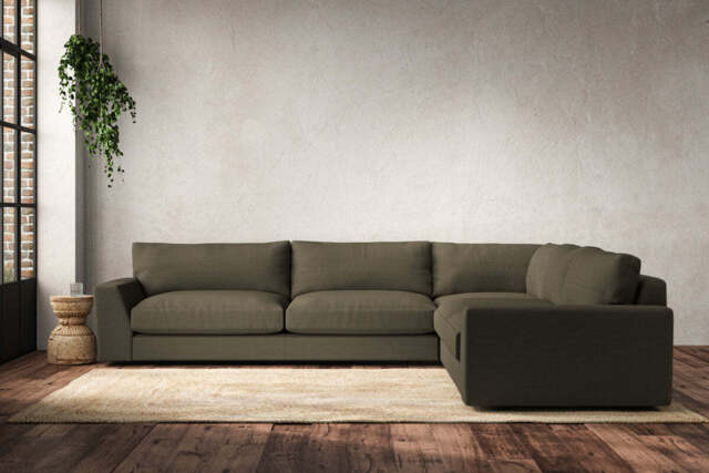 nkuku Guddu Right Hand Corner Sofa - Make To Order - Grand - Recycled Cotton Fatigue