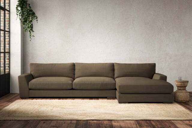 nkuku Guddu Right Hand Chaise Sofa - Make To Order - Grand - Brera Linen Chestnut