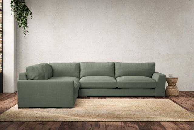 nkuku Guddu Large Left Hand Corner Sofa - Make To Order - Brera Linen Jade - No Colour