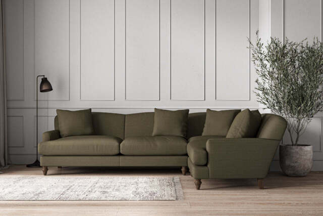 nkuku Deni Right Hand Corner Sofa - Make To Order - Grand - Recycled Cotton Fatigue