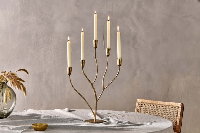 nkuku Palani Statement Candelabra - Candles Holders & Lanterns - Large - Antique Brass