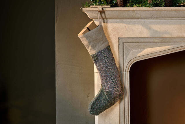 nkuku Dhanda Recycled Wool Stocking - Christmas Decorations - One Size - Moss & Natural