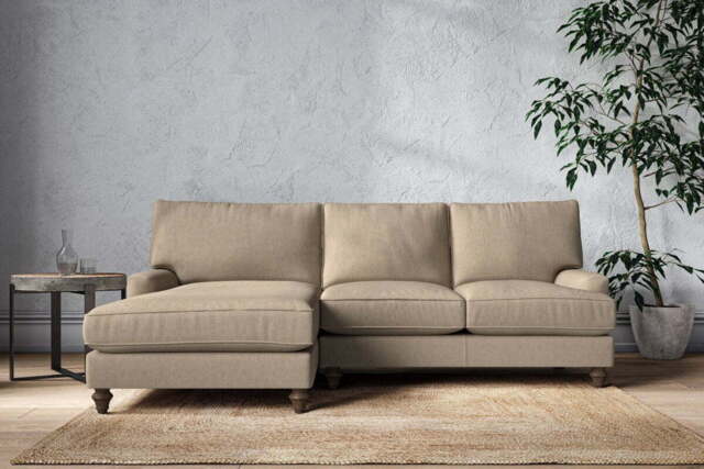 nkuku Marri Left Hand Chaise Sofa - Make To Order - Large - Brera Linen Pebble