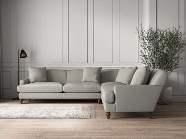 nkuku Deni Corner Sofa - Make To Order - Grand - Brera Linen Smoke