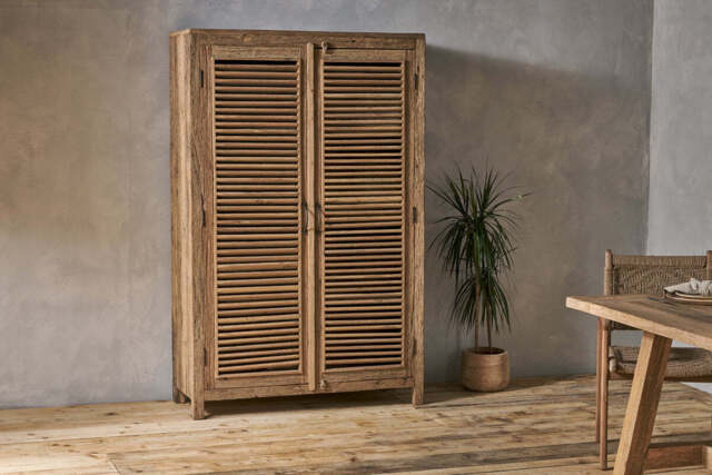 nkuku Ibo Reclaimed Wooden Slatted Cabinet – Natural - Storage Furniture - One Size