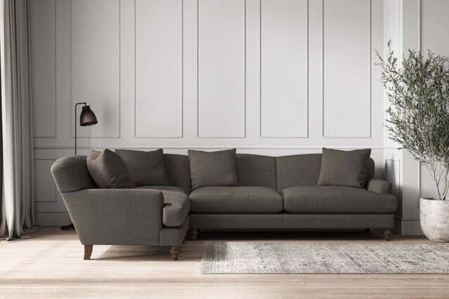 nkuku Deni Left Hand Corner Sofa - Make To Order - Grand - Brera Linen Granite